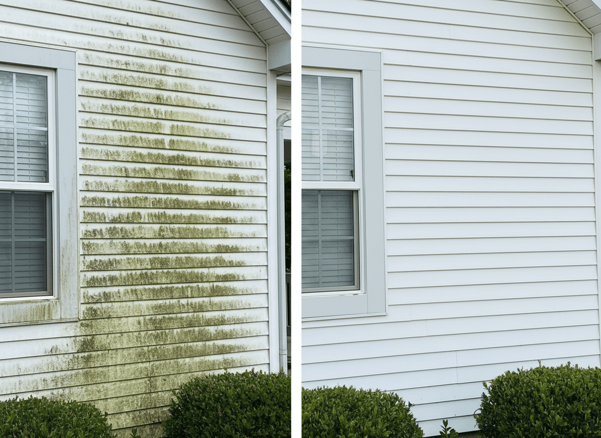 Before and after House Washing