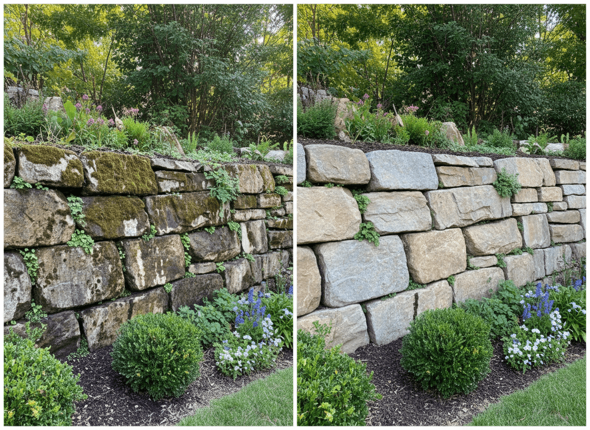 Before and after Retaining Walls